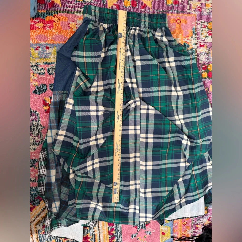 Kosmios Mixed Media Plaid & Denim Maxi Skirt large boho Lagenlook - Picture 8 of 8